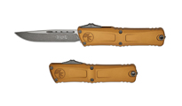 Microtech Combat Troodon Gen III AUTO OTF M390MK Apocalyptic Drop Point Tan Aluminum 1143-10APTA
